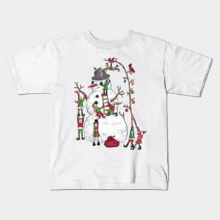 Snowman and the Elves Kids T-Shirt